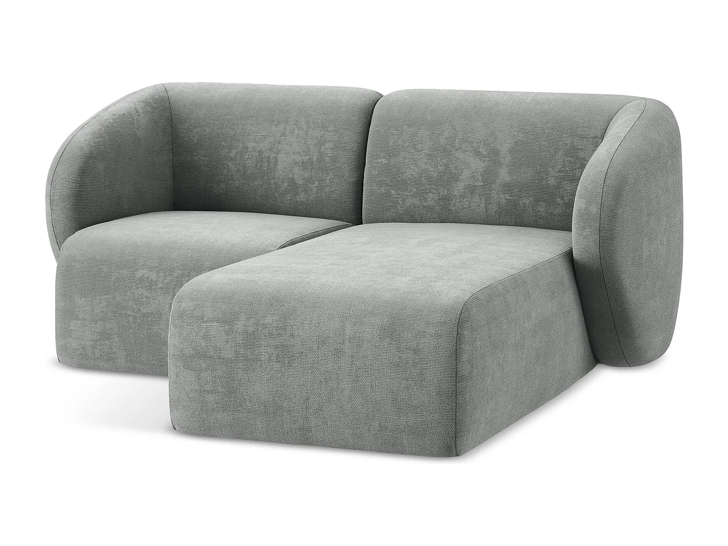 Canapé d'angle 2,5 places modulaire droit en tissu chenille - gris - LANI