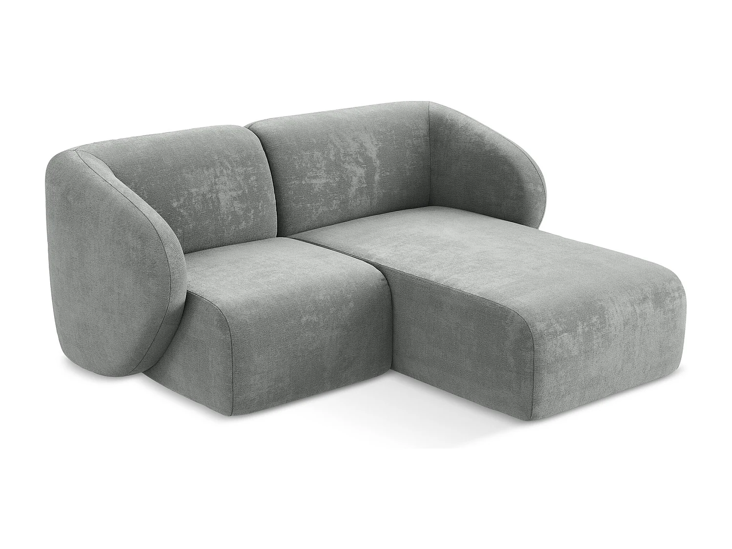 Canapé d'angle 2,5 places modulaire droit en tissu chenille - gris - LANI