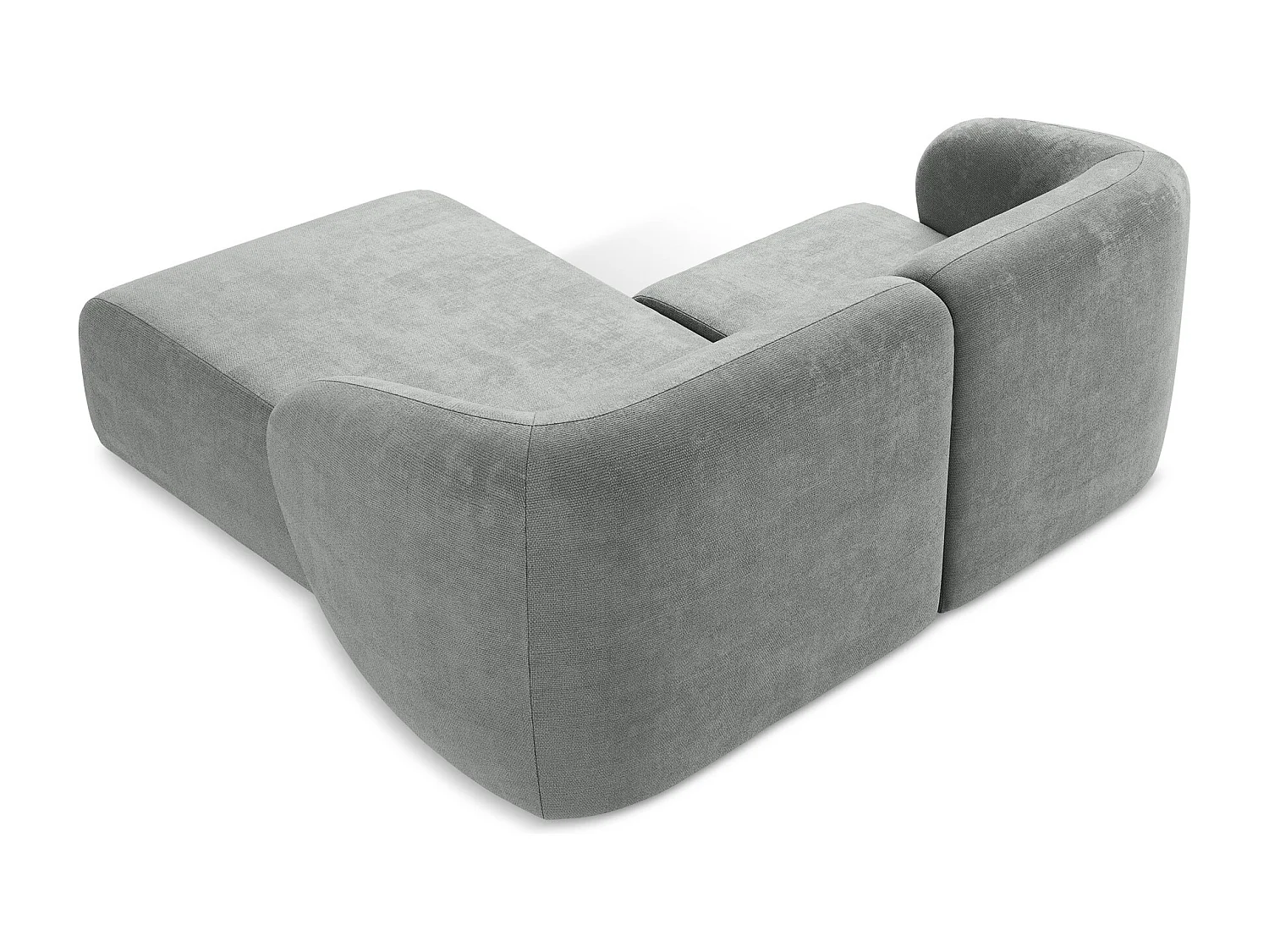 Canapé d'angle 2,5 places modulaire droit en tissu chenille - gris - LANI