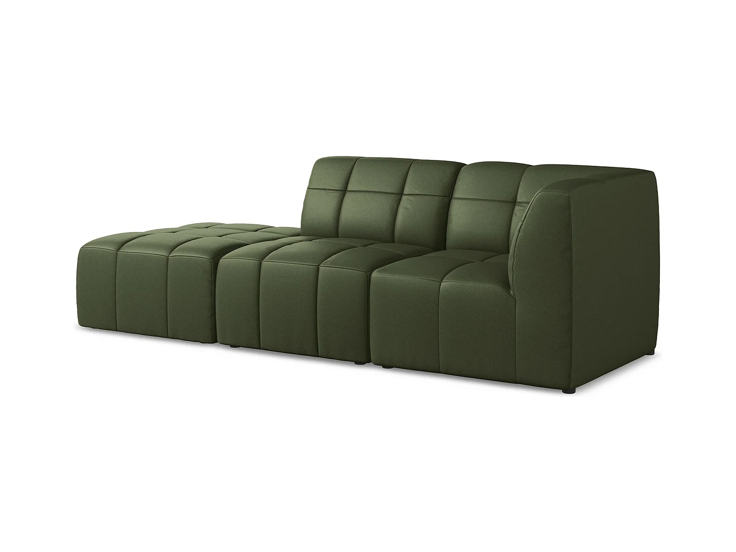 3-Sitzer Modulares Ecksofa - Ecke Links - Kunstleder - Grün - ALOHA