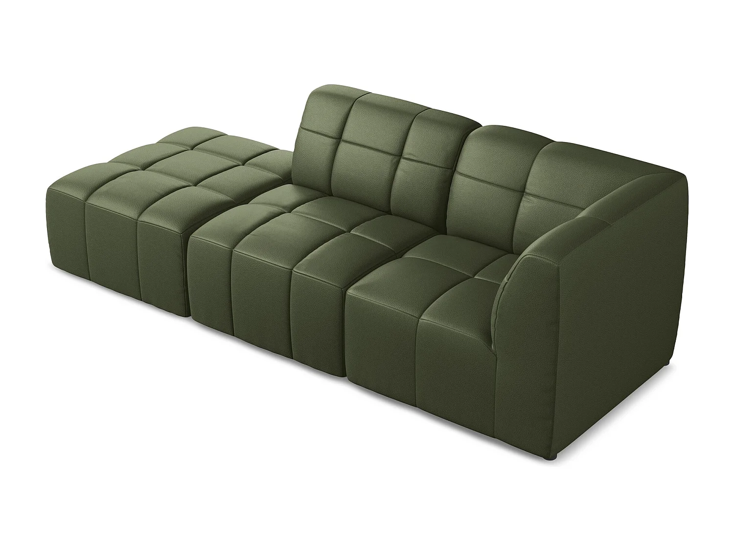 Canapé d'angle 3 places modulaire gauche en similicuir - vert - ALOHA