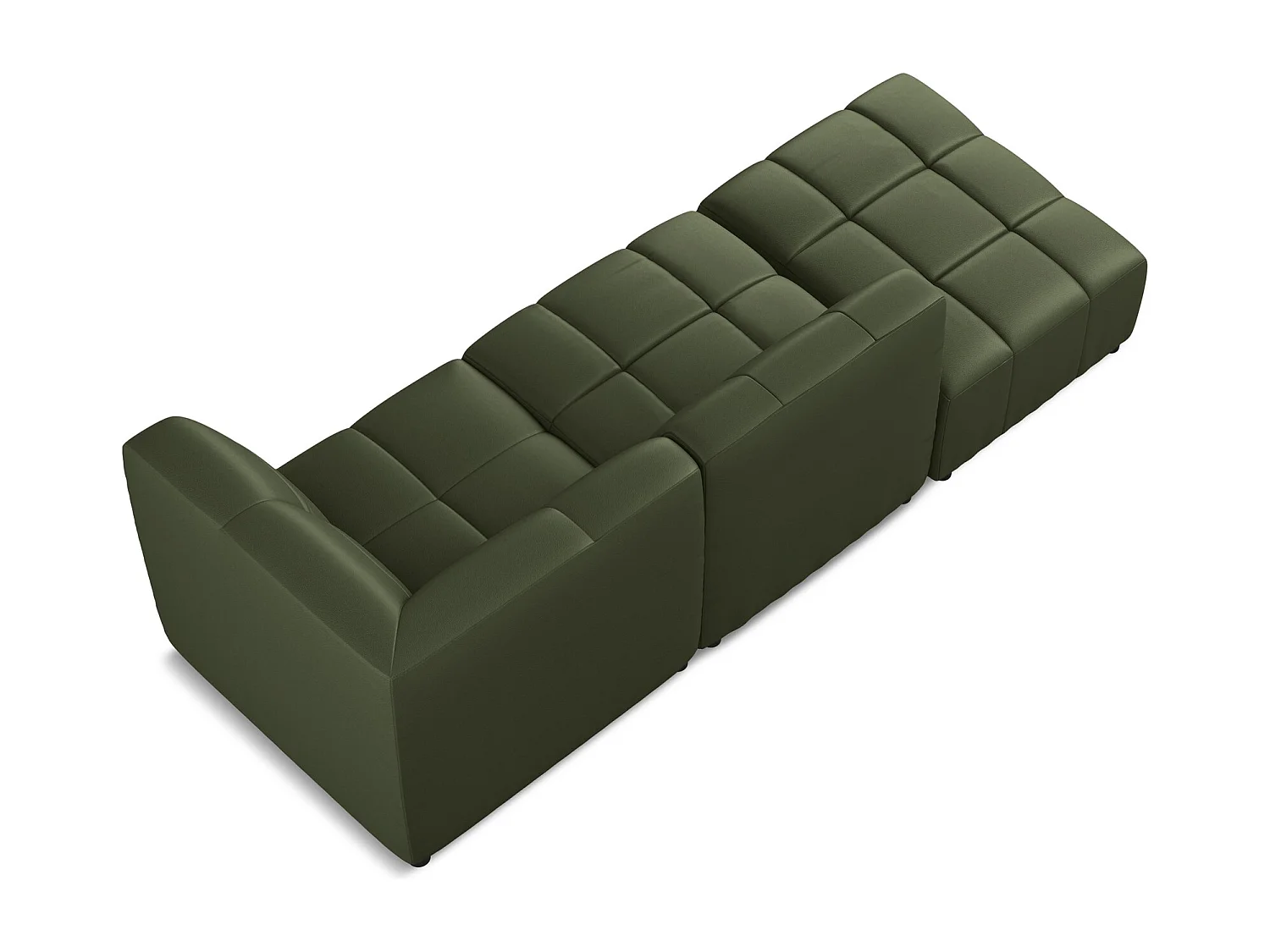 Canapé d'angle 3 places modulaire gauche en similicuir - vert - ALOHA