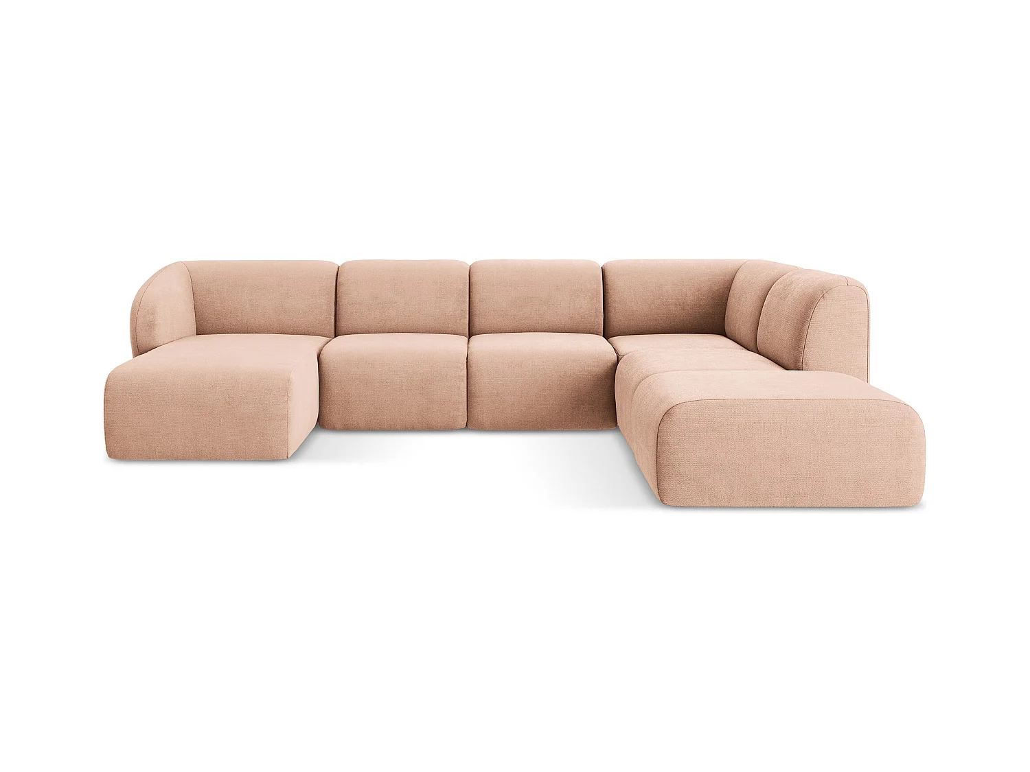 Große Wohnlandschaft Rechts - - Chenille - Pfirsich - LANI