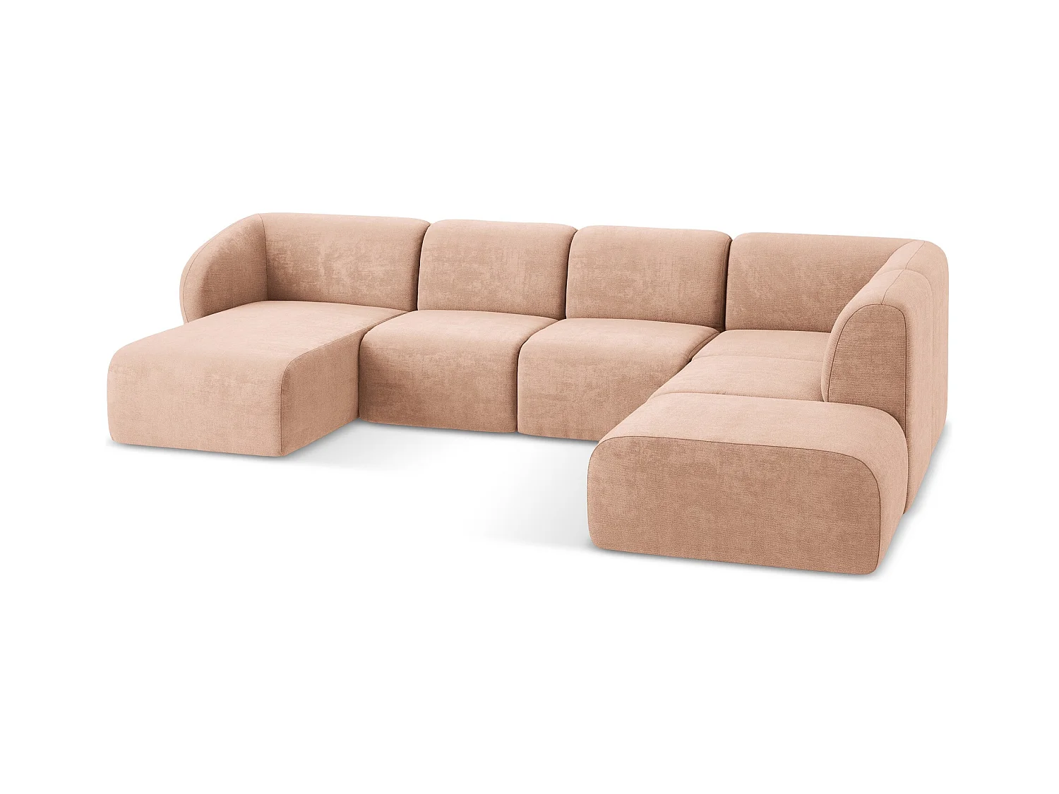 Große Wohnlandschaft Rechts - - Chenille - Pfirsich - LANI