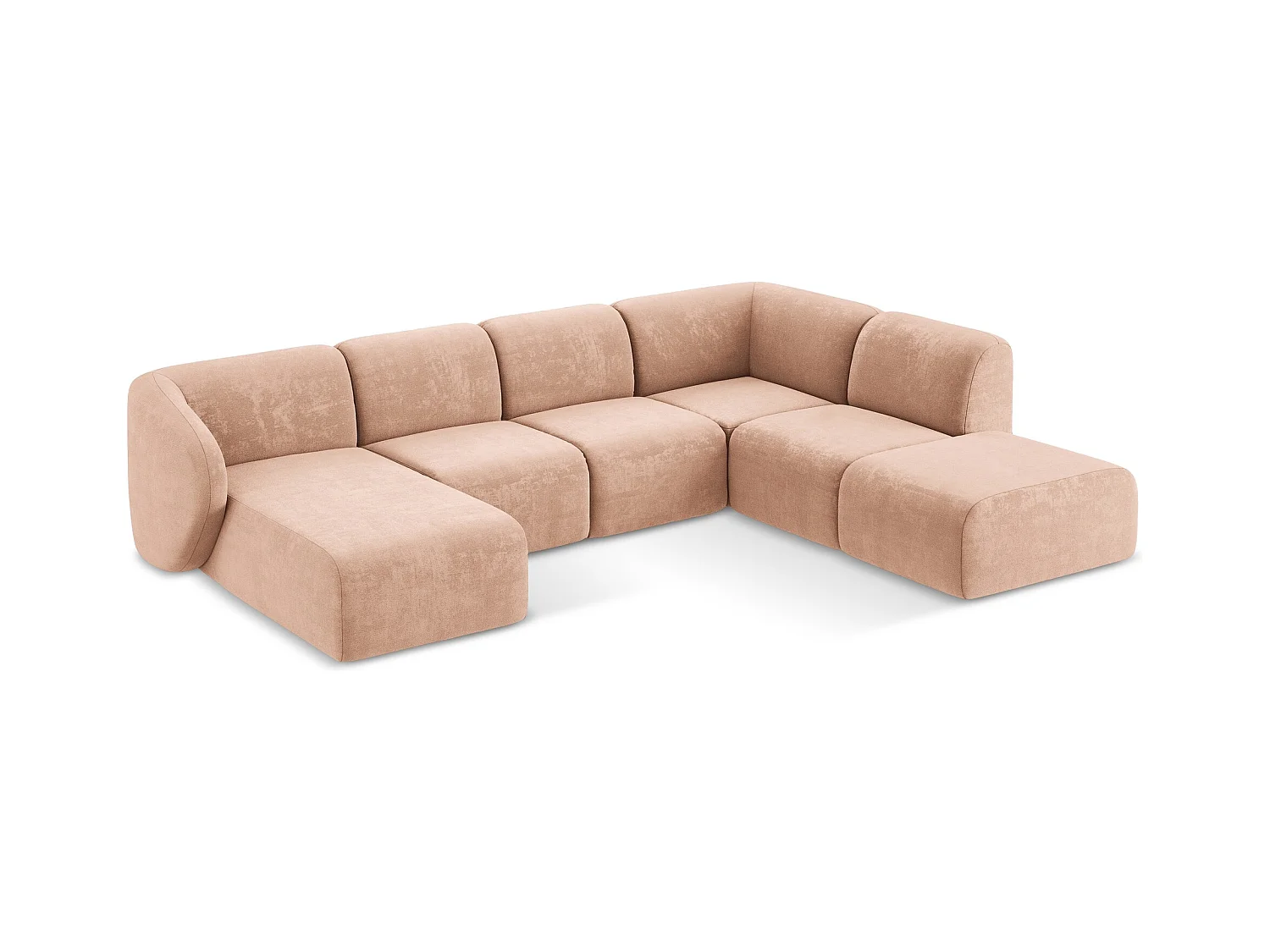 Große Wohnlandschaft Rechts - - Chenille - Pfirsich - LANI