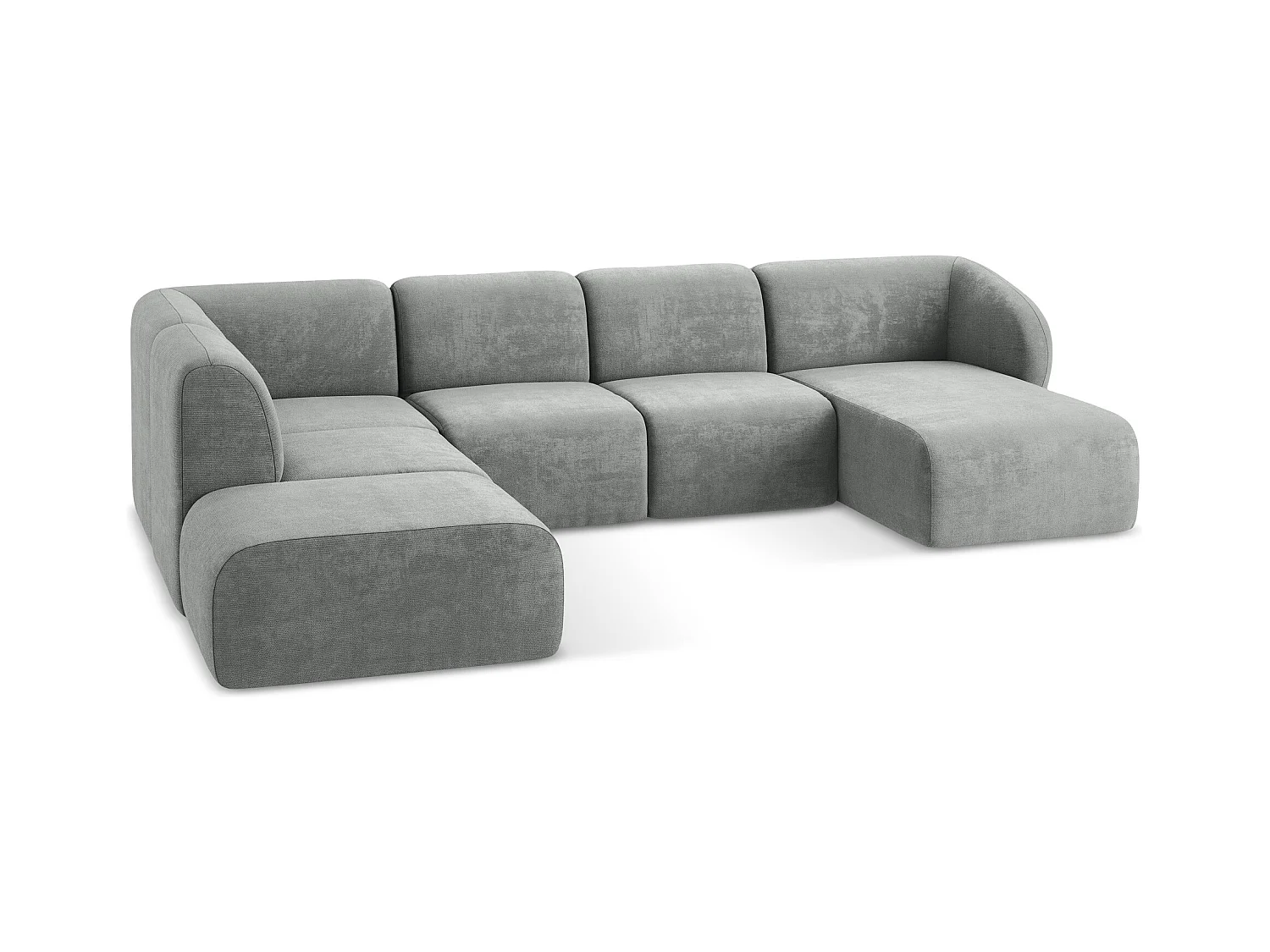Panoramische hoekbank links van grijs chenille stof - LANI