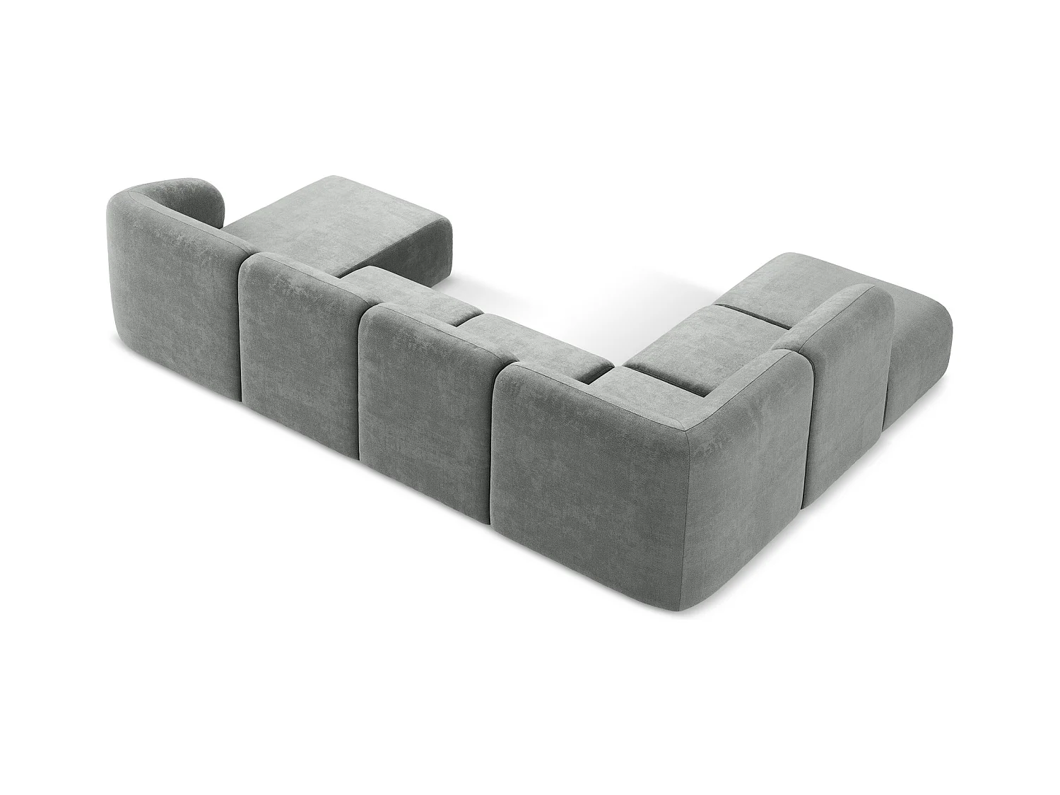 Panoramische hoekbank links van grijs chenille stof - LANI