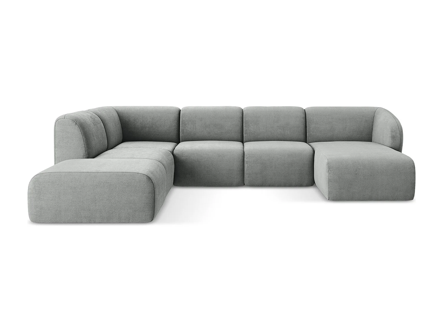 Canapé panoramique 5 places gauche en tissu chenille - gris - LANI