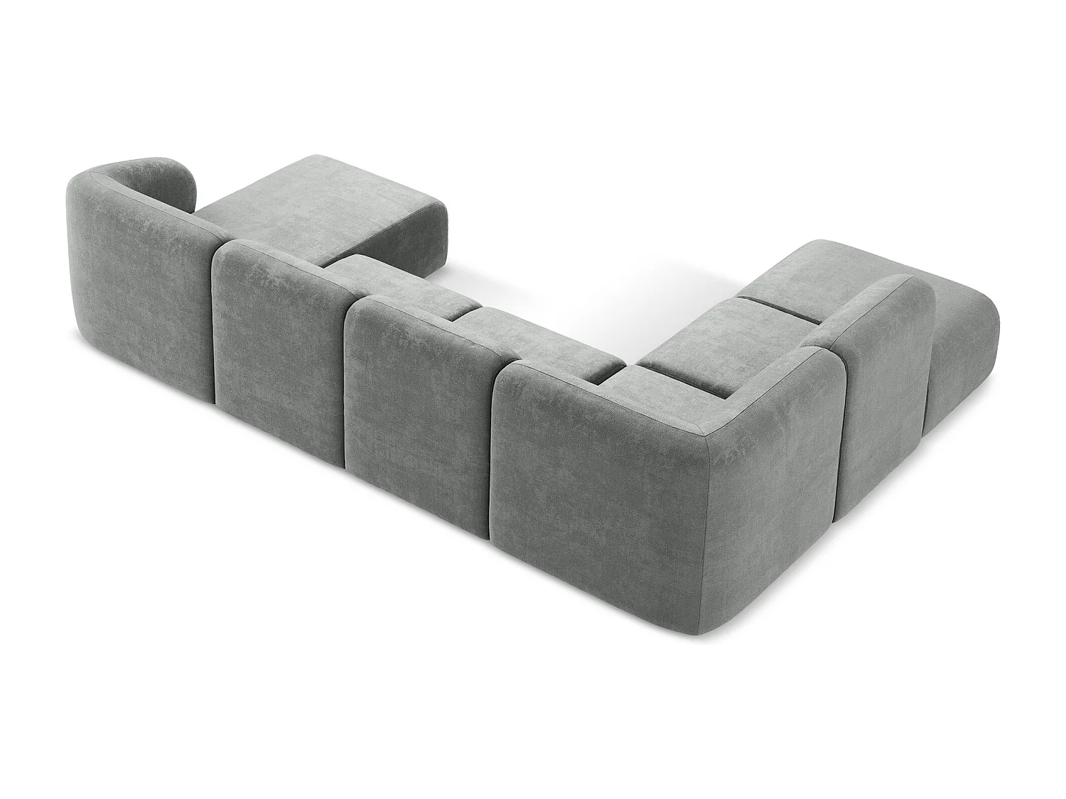 Canapé panoramique 5 places gauche en tissu chenille - gris - LANI