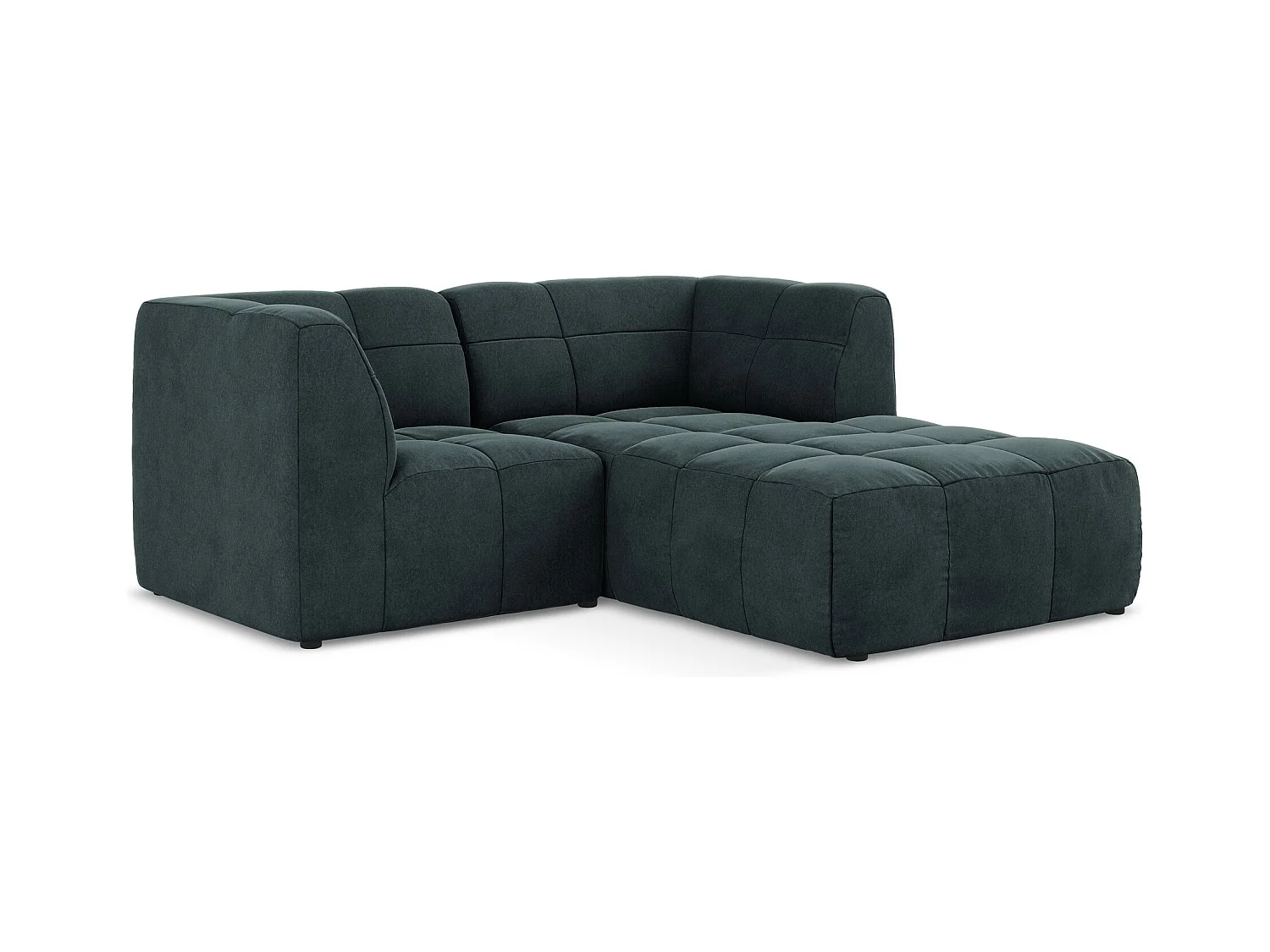 Canapé d'angle 2,5 places modulaire droit en velours - marin - ALOHA