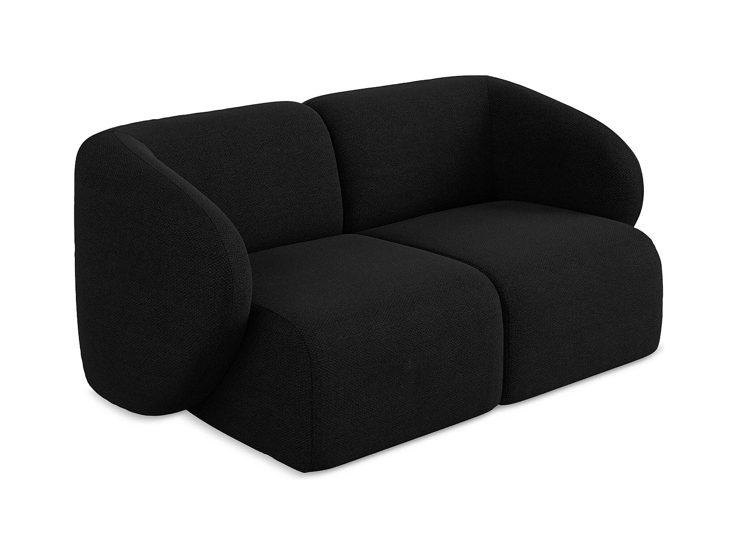 Canapé modulable 2 places en tissu bouclette - noir - LANI