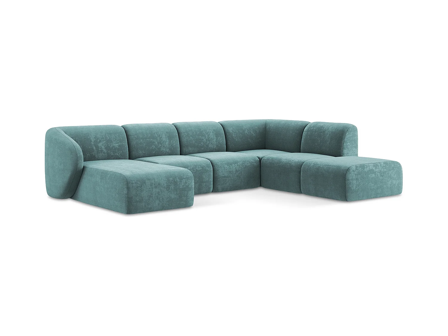 Canapé panoramique 5 places droit en tissu chenille - jeans - LANI