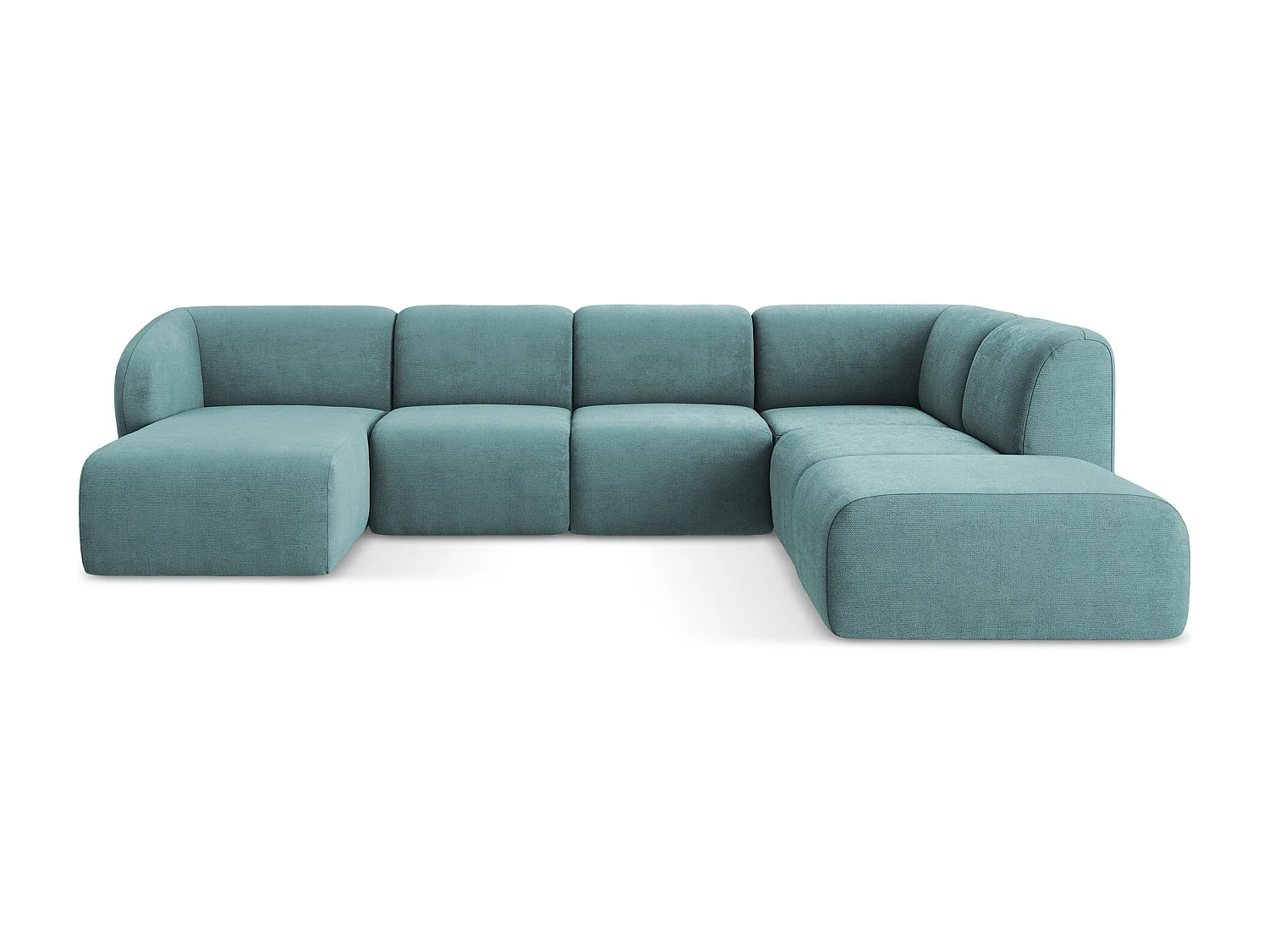 Canapé panoramique 5 places droit en tissu chenille - jeans - LANI