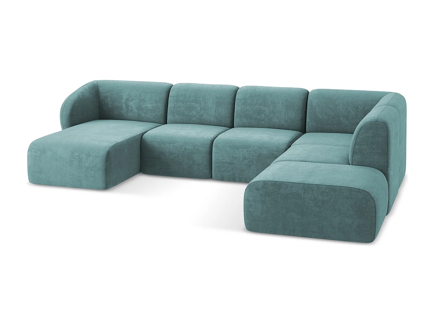 Canapé panoramique 5 places droit en tissu chenille - jeans - LANI