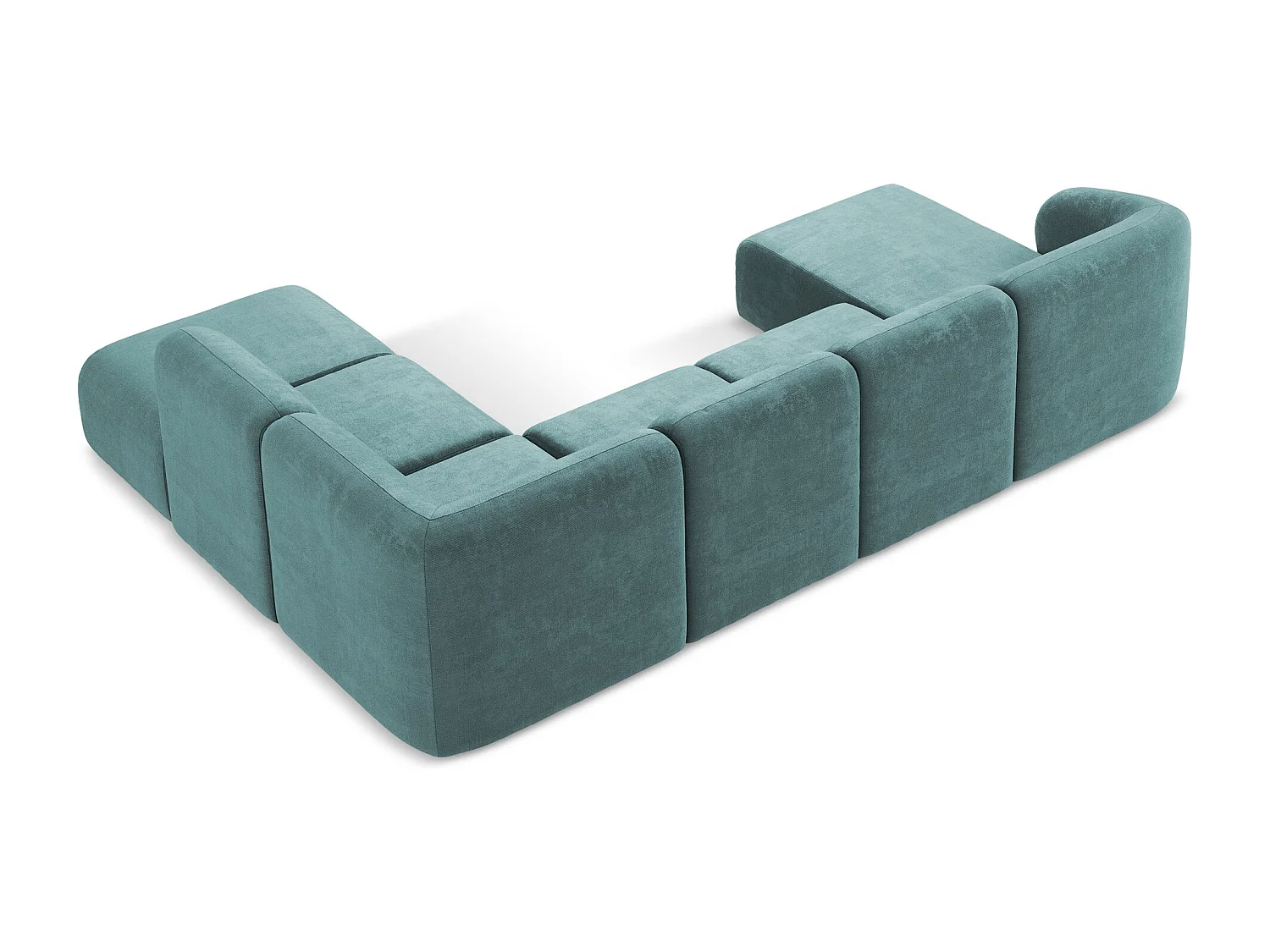 Canapé panoramique 5 places droit en tissu chenille - jeans - LANI