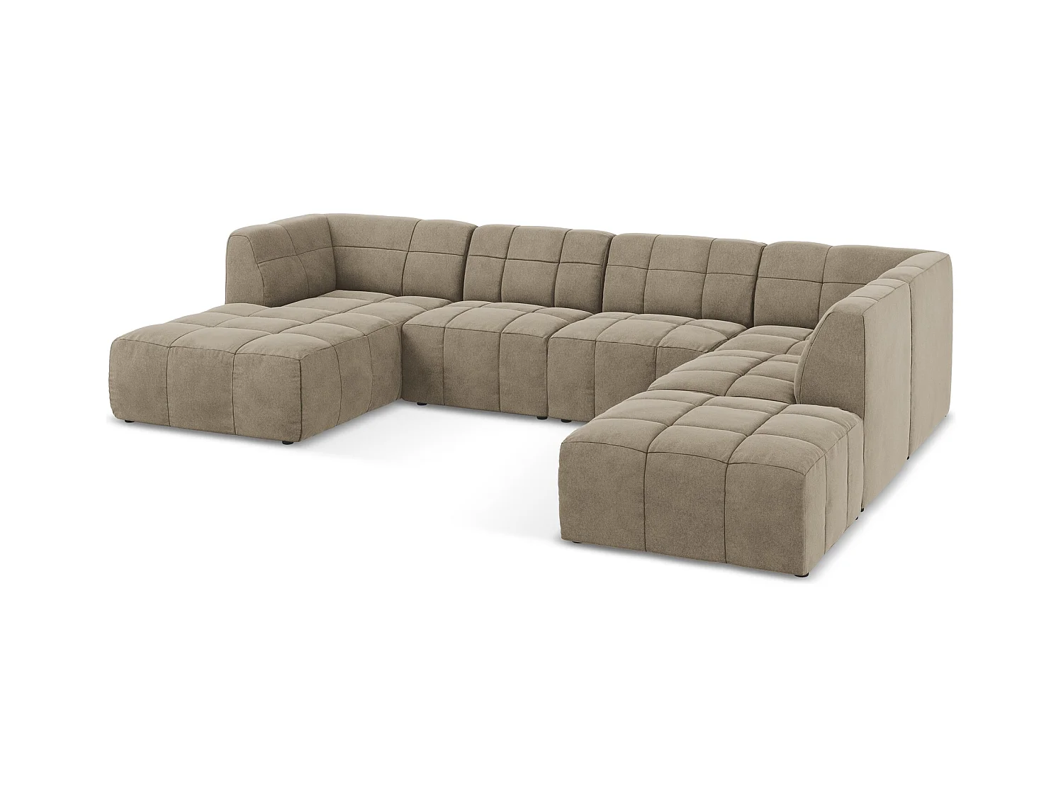 Panoramische hoekbank van beige velours - ALOHA