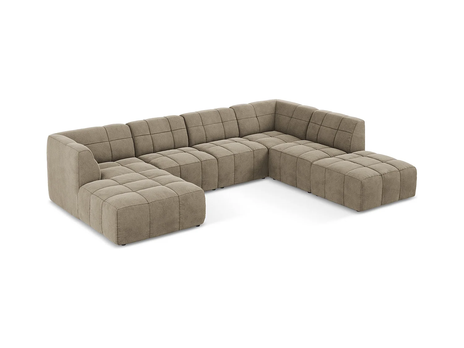 Panoramische hoekbank van beige velours - ALOHA