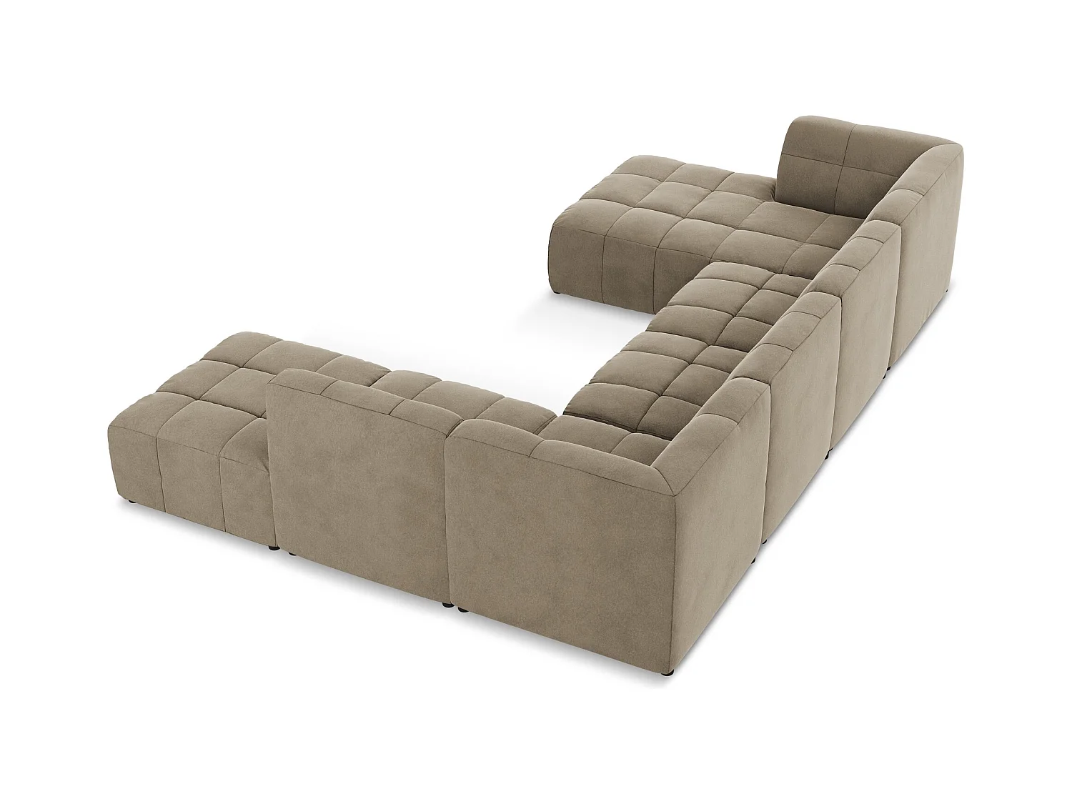 Panoramische hoekbank van beige velours - ALOHA