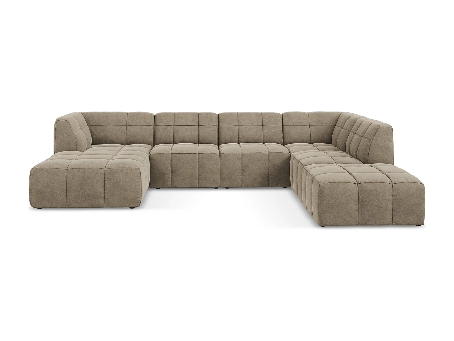 Canapé panoramique 5 places en velours - beige - ALOHA