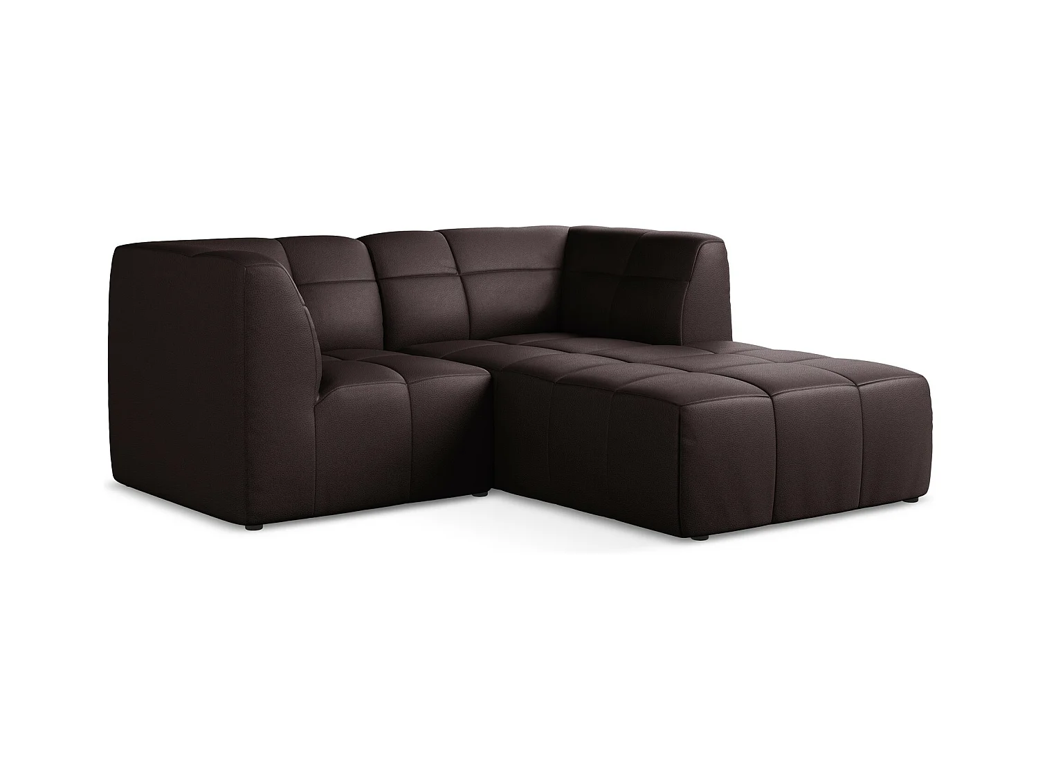Canapé d'angle 2,5 places modulaire droit en similicuir - prune - ALOHA