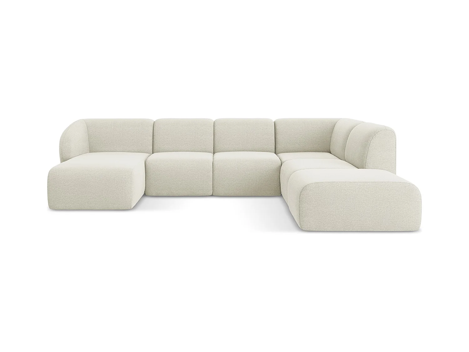 Sofa panoramiczna prawa - z tkaniny bouclé - piaskowy - LANI