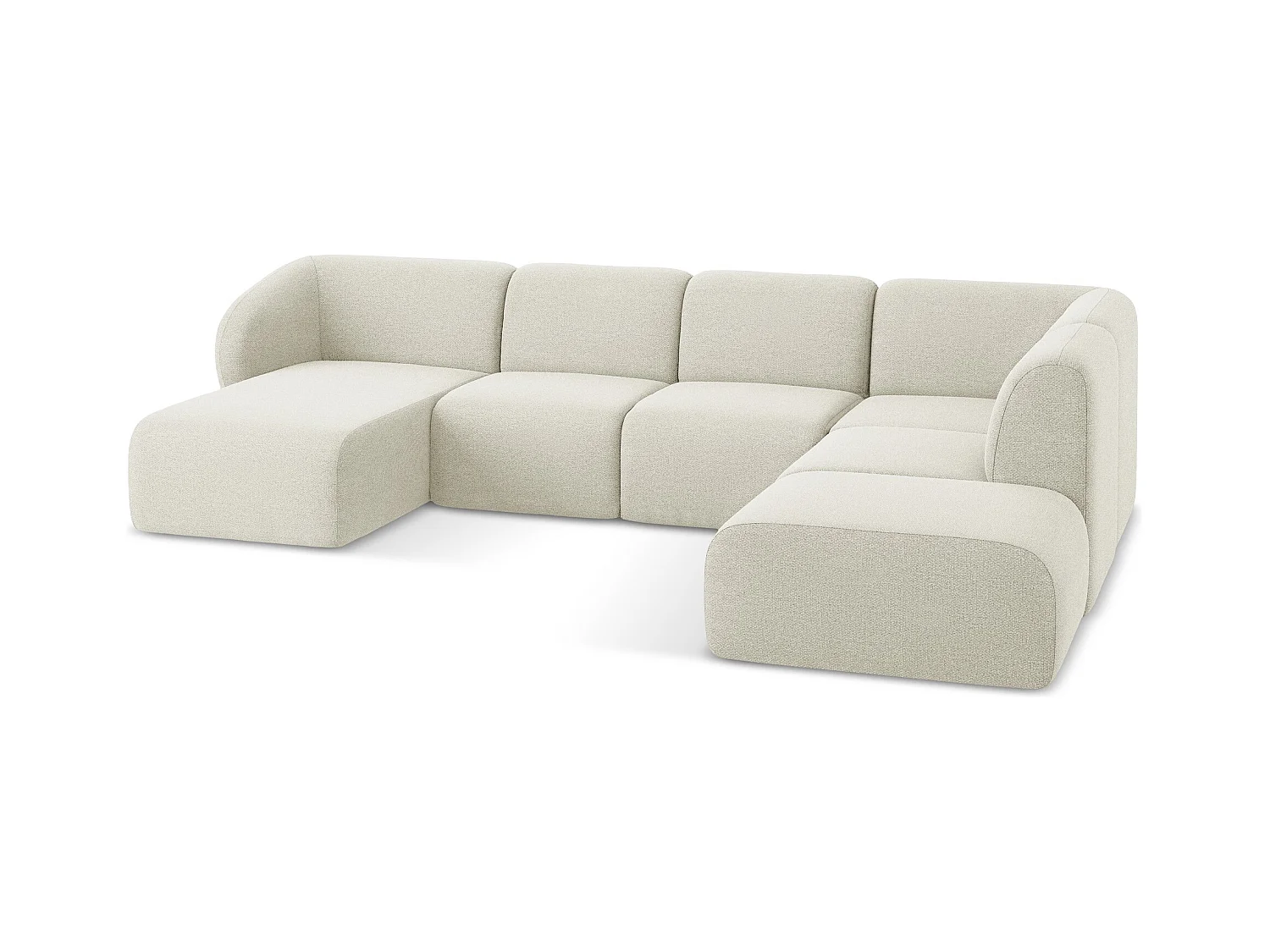 Sofa panoramiczna prawa - z tkaniny bouclé - piaskowy - LANI