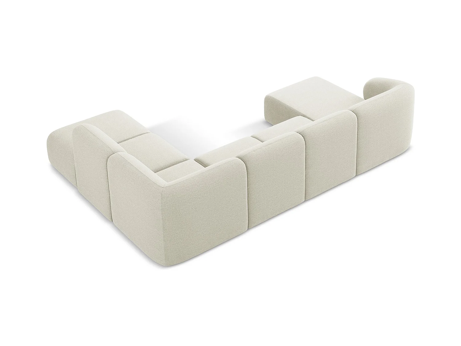 Sofa panoramiczna prawa - z tkaniny bouclé - piaskowy - LANI