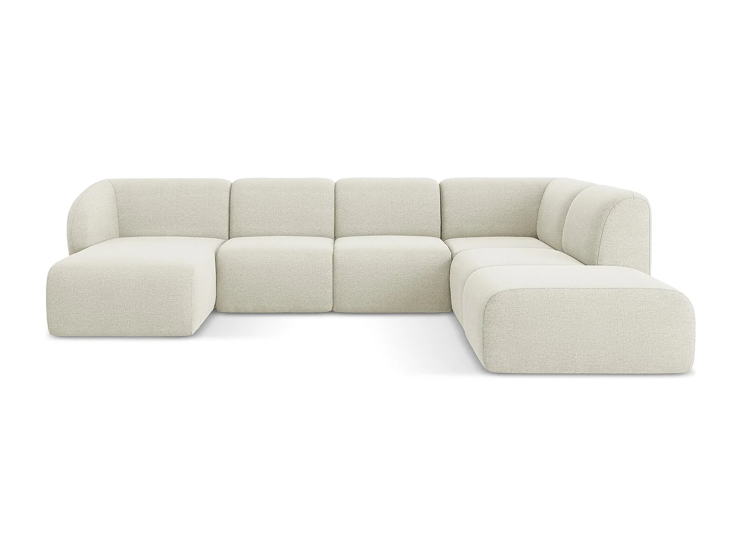 Sofa panoramiczna prawa - z tkaniny bouclé - piaskowy - LANI