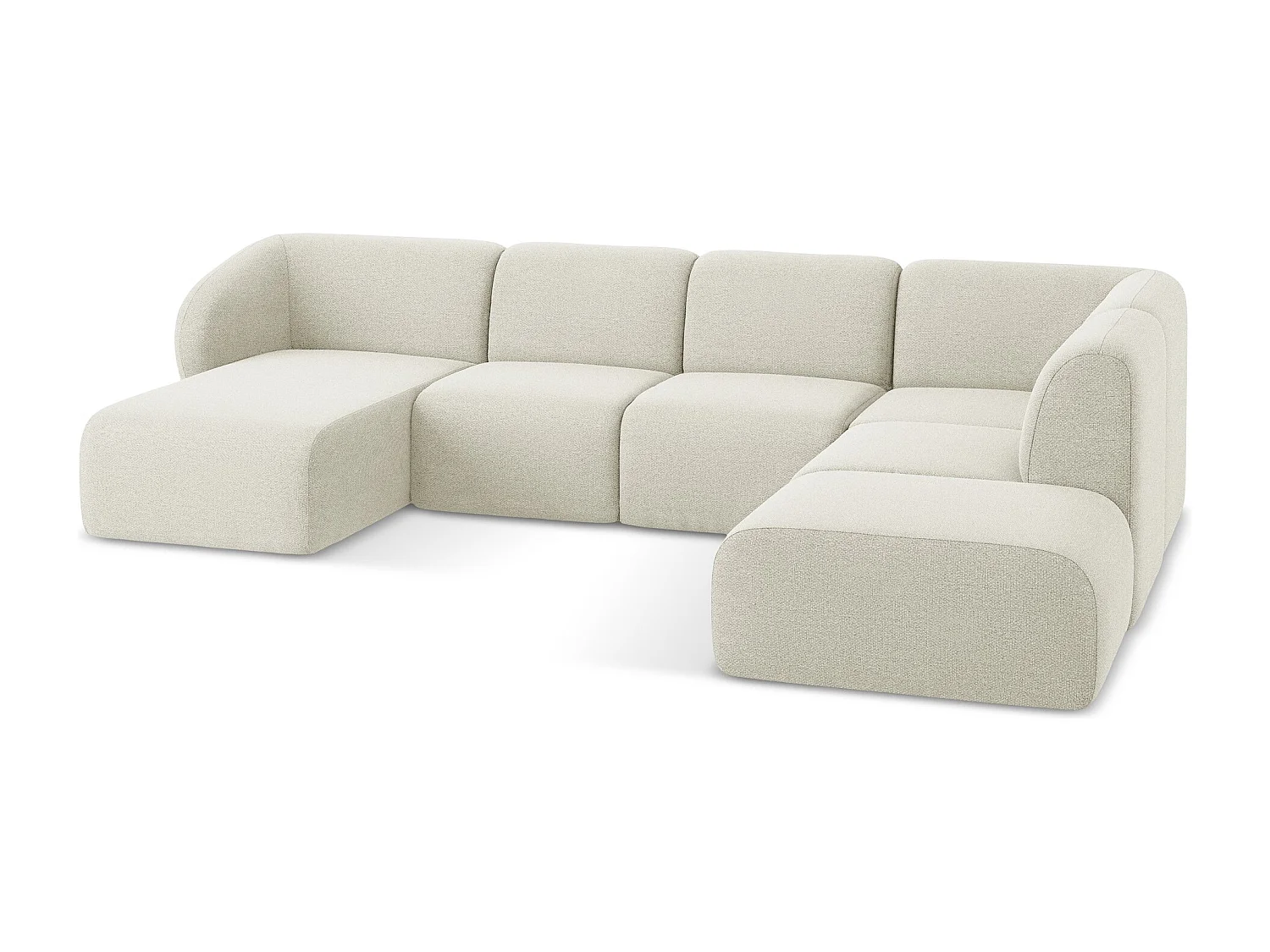 Sofa panoramiczna prawa - z tkaniny bouclé - piaskowy - LANI