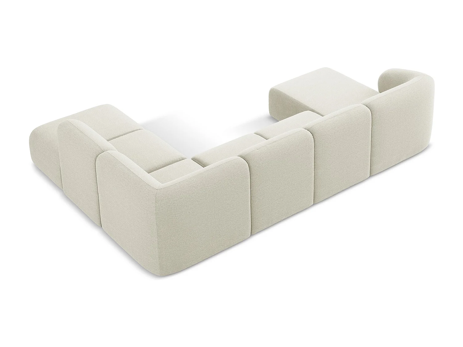 Sofa panoramiczna prawa - z tkaniny bouclé - piaskowy - LANI