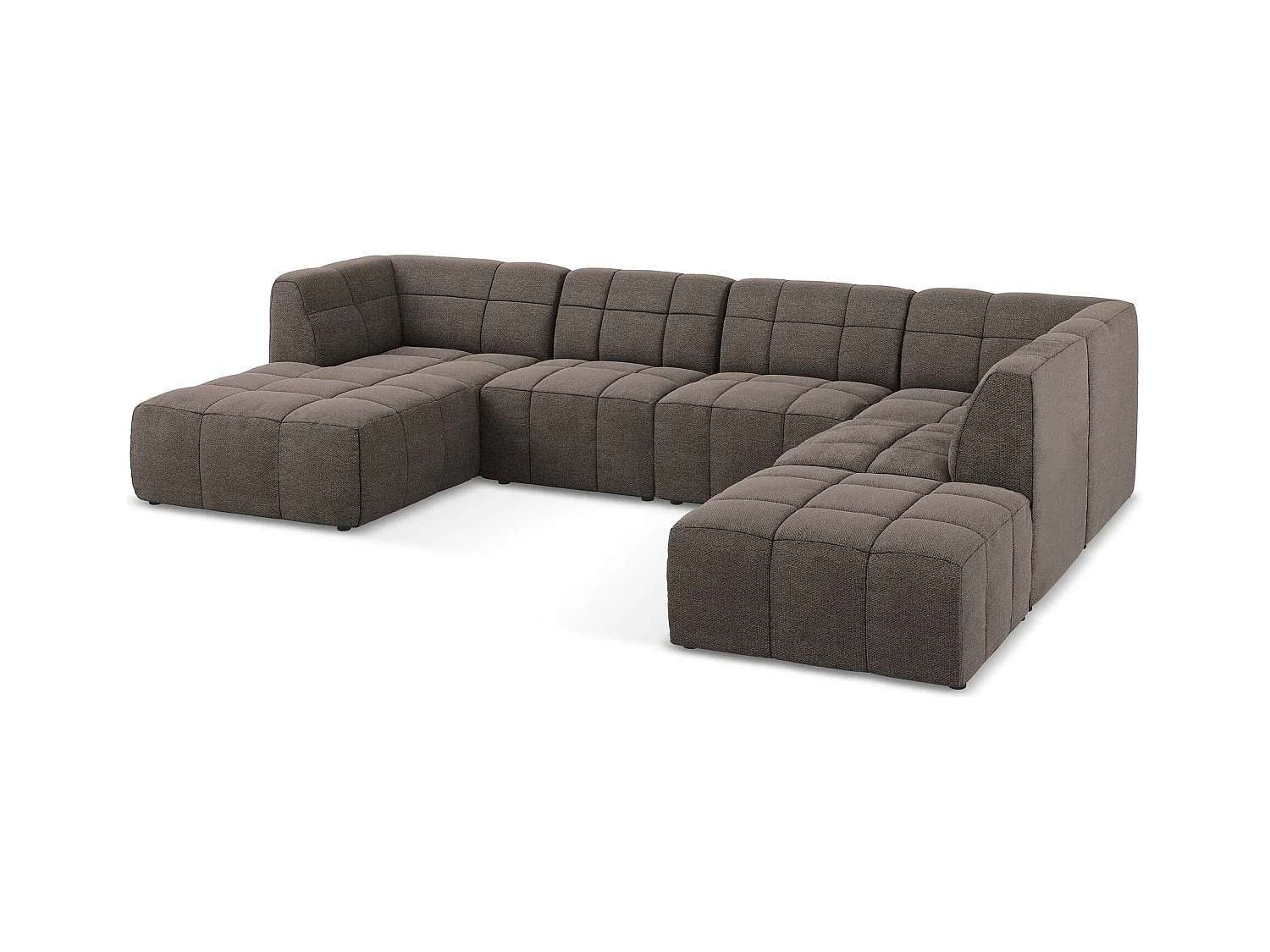 Panoramische hoekbank van chocolade bouclé - ALOHA