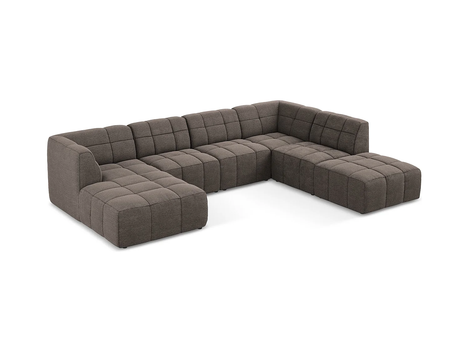 Panoramische hoekbank van chocolade bouclé - ALOHA