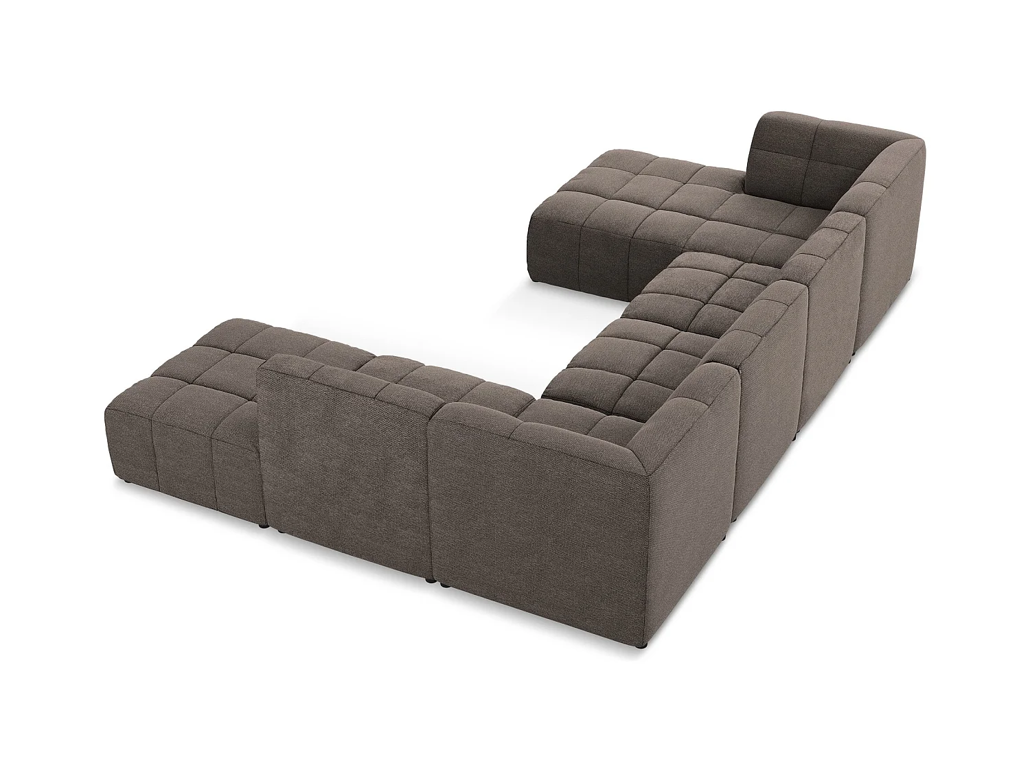 Panoramische hoekbank van chocolade bouclé - ALOHA