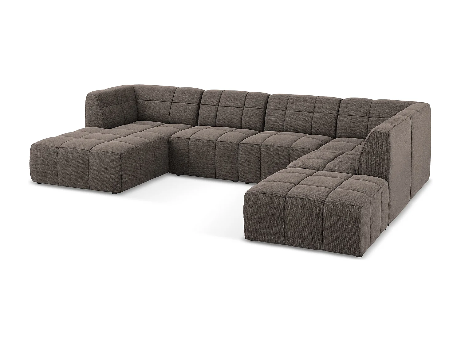 Canapé panoramique 5 places en tissu bouclette - choolat - ALOHA