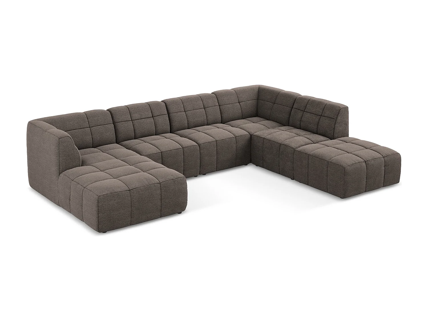 Canapé panoramique 5 places en tissu bouclette - choolat - ALOHA