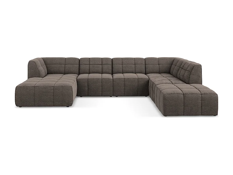 Sofa panoramiczna - z tkaniny bouclé - czekoladowy - ALOHA