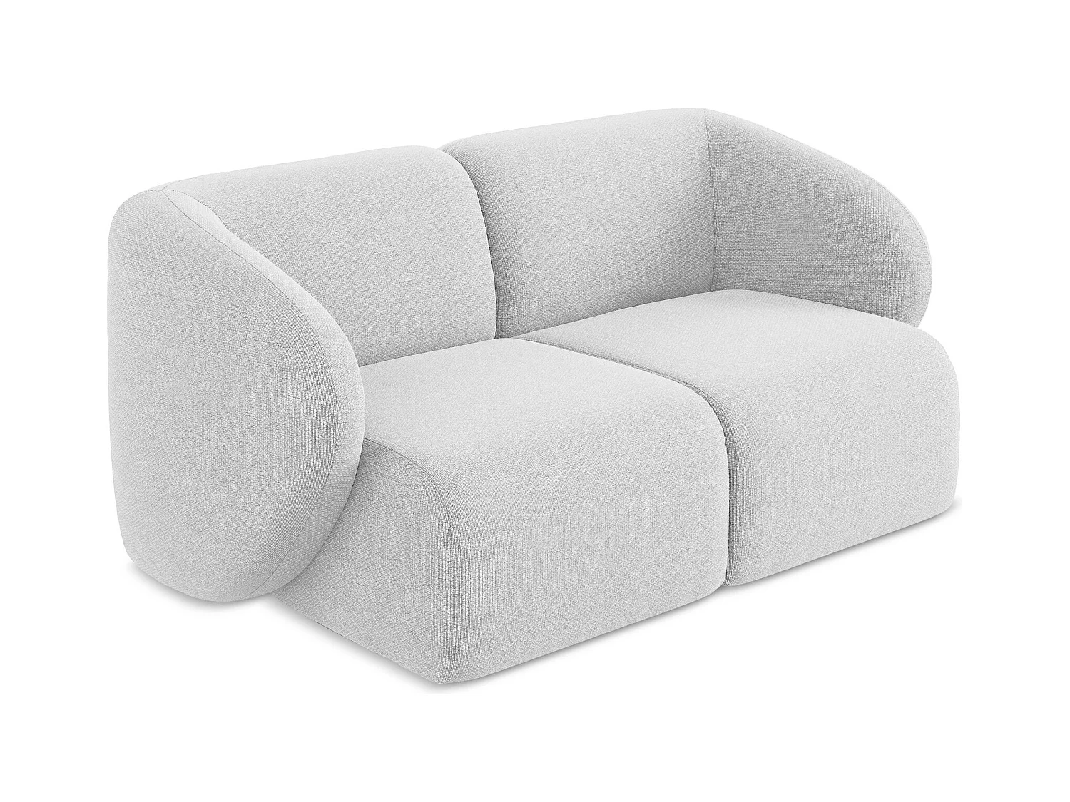 Canapé modulable 2 places en tissu bouclette - argent - LANI