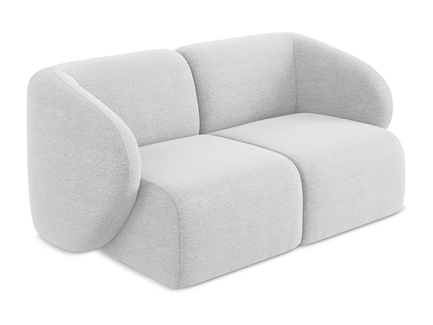 Canapé modulable 2 places en tissu bouclette - argent - LANI