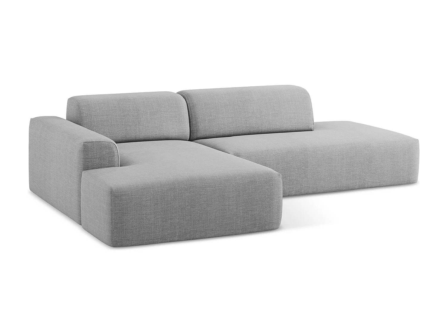 Modulaire hoekbank rechts van lichtgrijs textuurstof - KELI