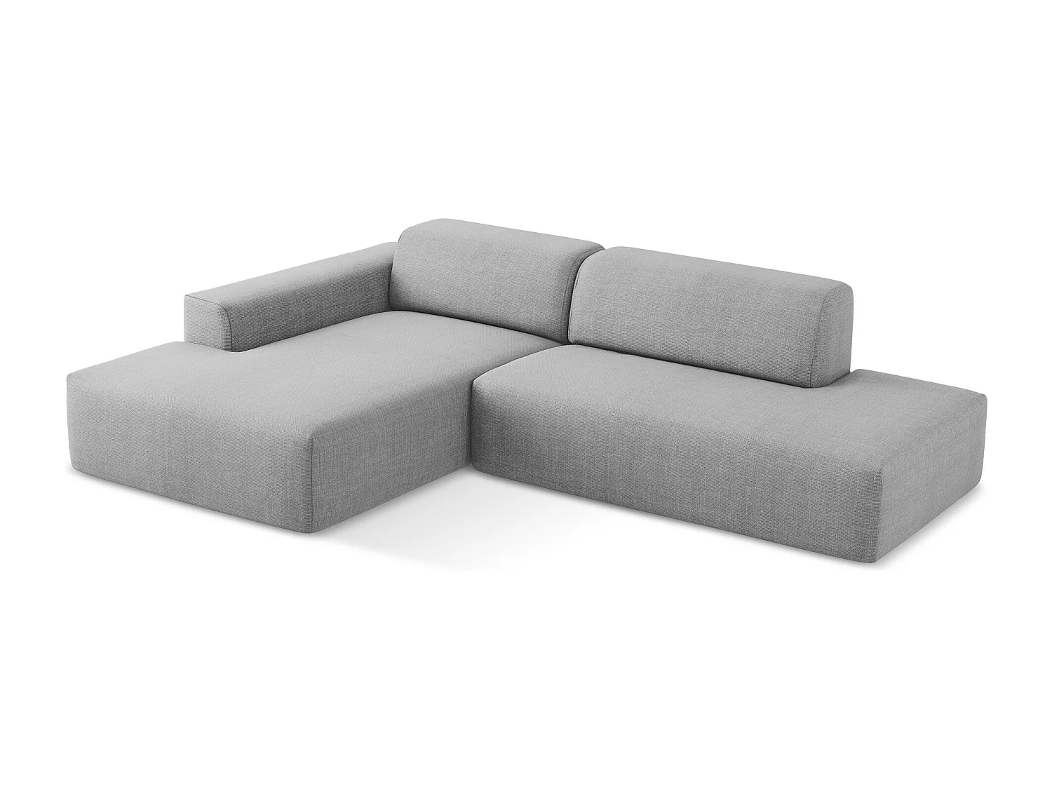 Modulaire hoekbank rechts van lichtgrijs textuurstof - KELI