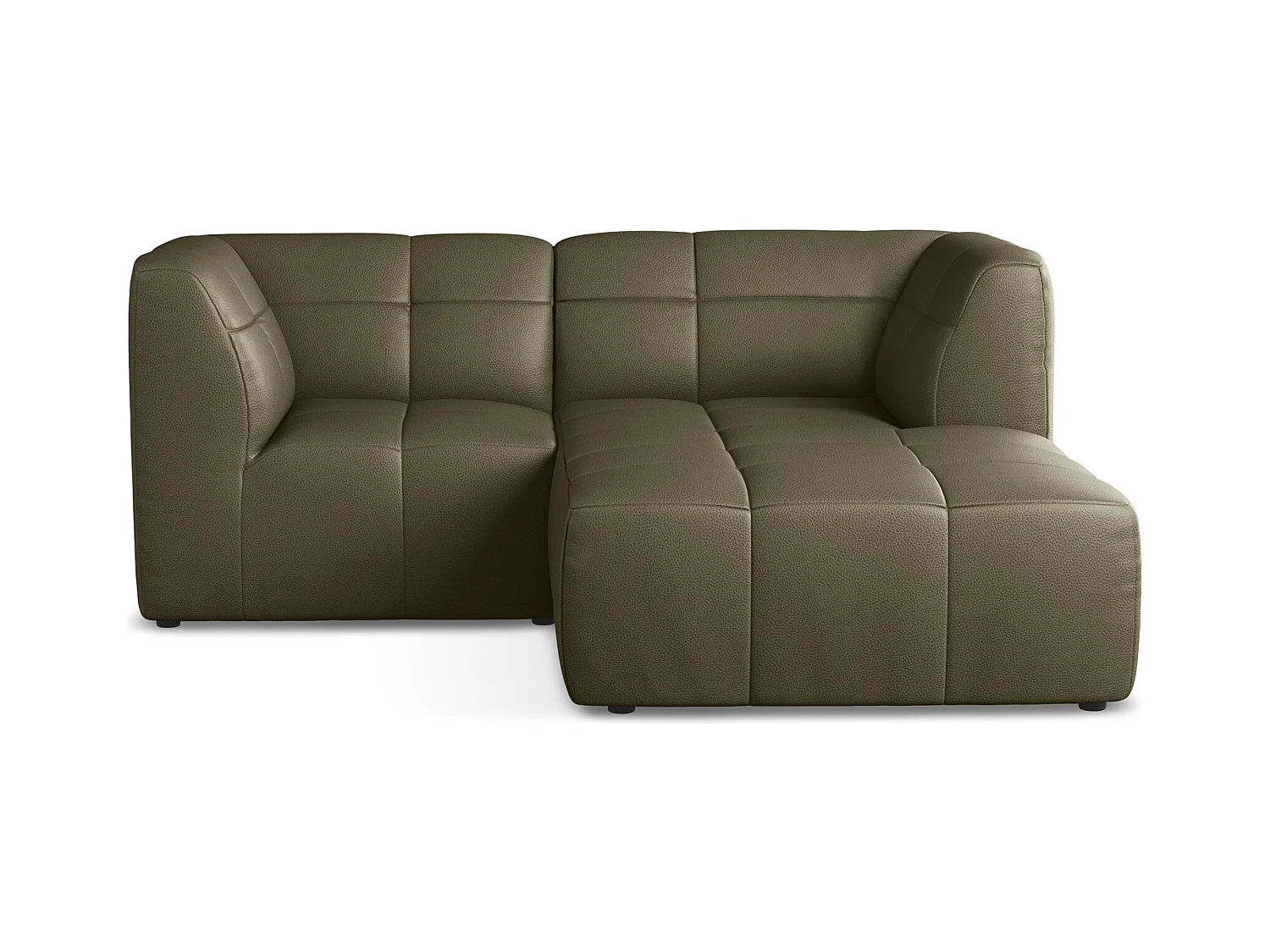 Modulaire hoekbank rechts van olijfgroen kunstleer - ALOHA