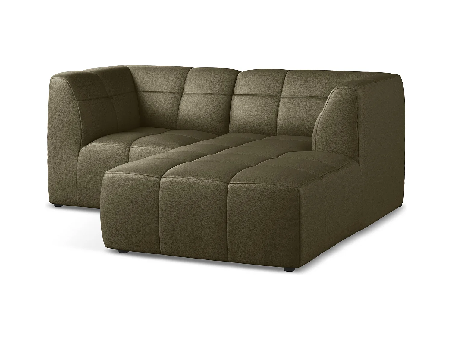 Modulaire hoekbank rechts van olijfgroen kunstleer - ALOHA