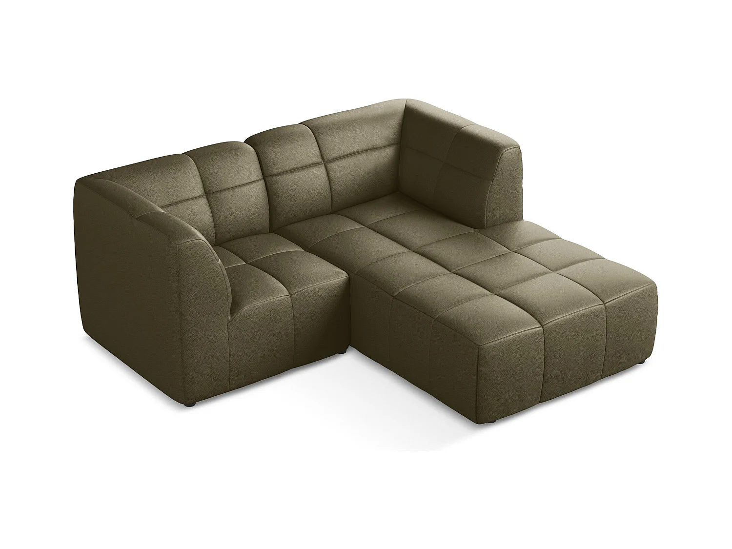 Modulaire hoekbank rechts van olijfgroen kunstleer - ALOHA