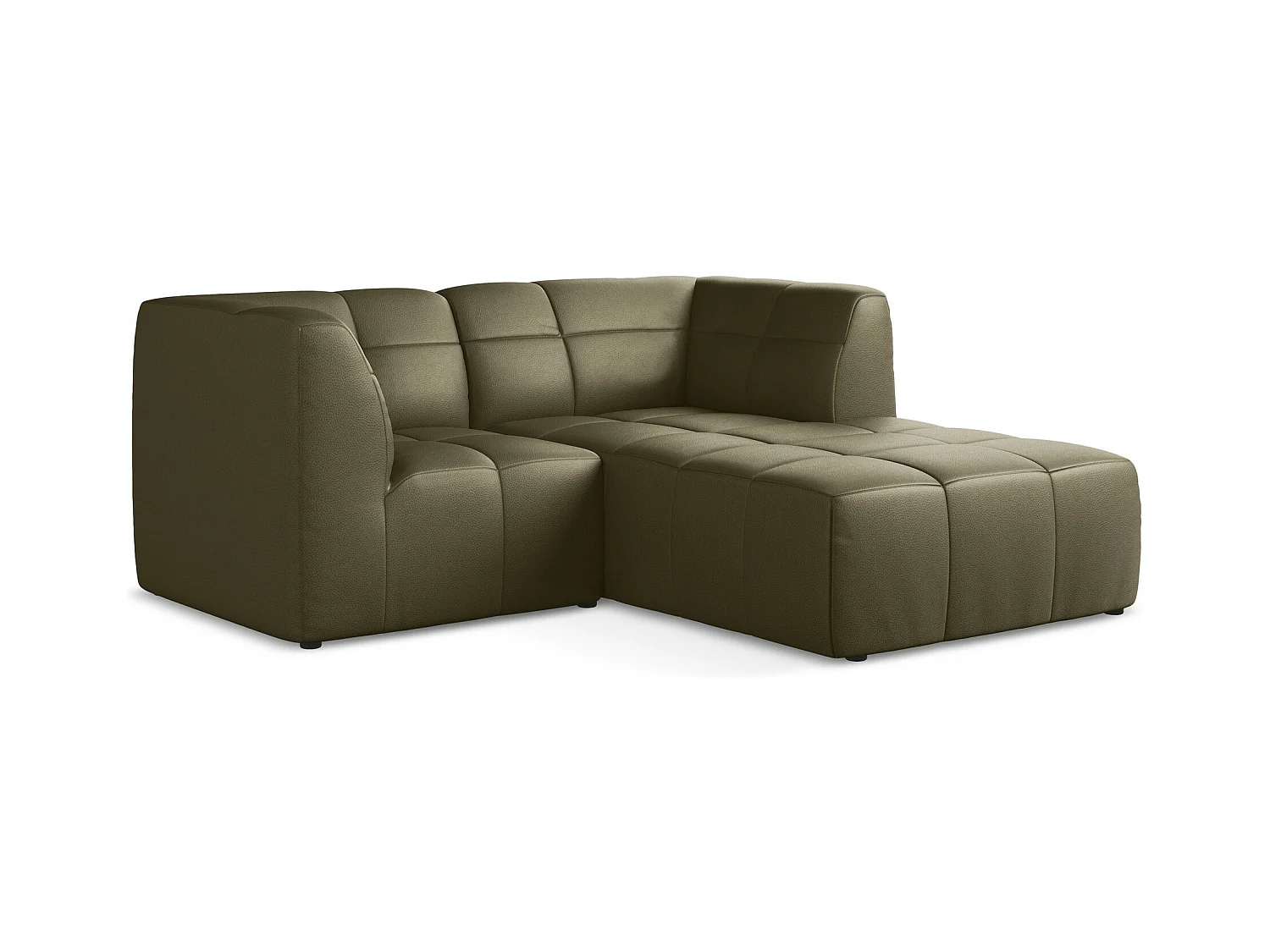2,5-Sitzer Modulares Ecksofa - Ecke Rechts - Kunstleder - Olive - ALOHA