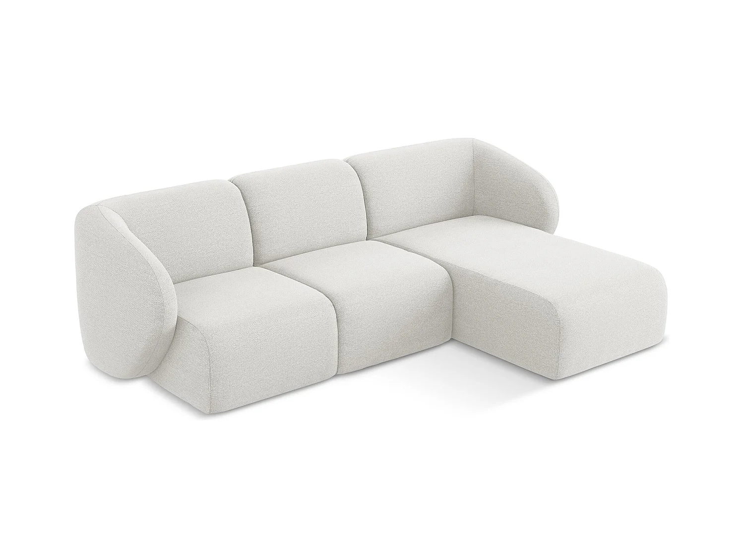 Modulaire hoekbank rechts van wit bouclé - LANI