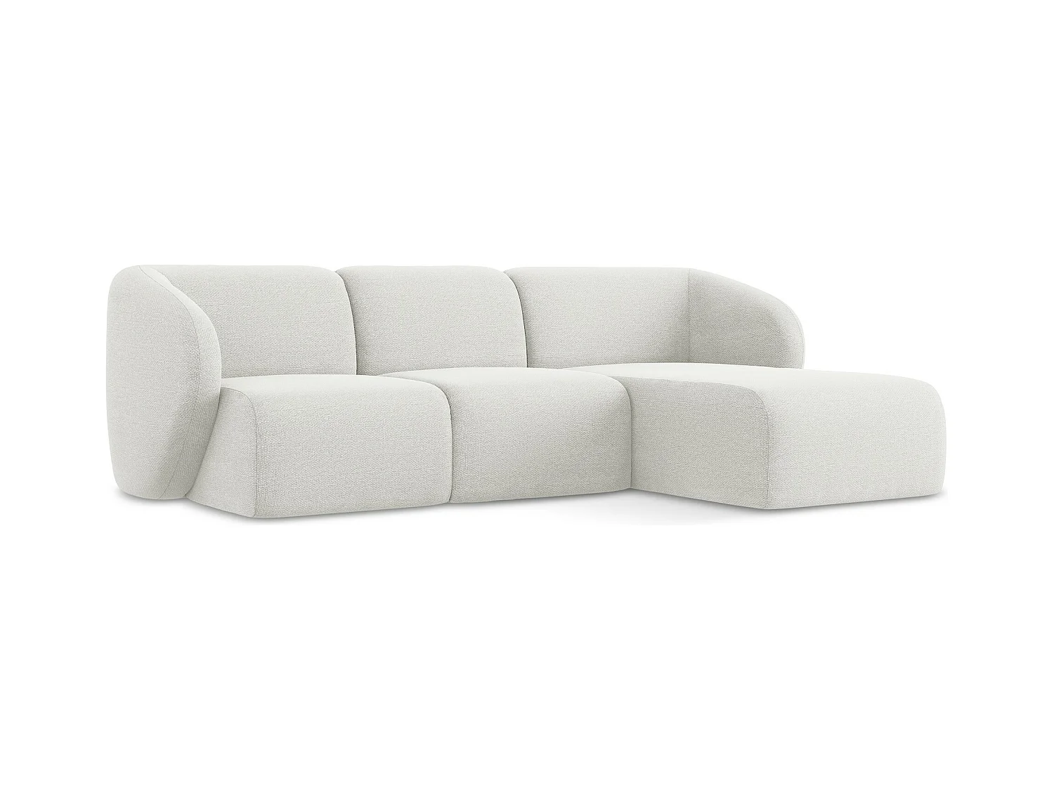 3-Sitzer Modulares Ecksofa - Ecke Rechts - Bouclé - Weiß - LANI