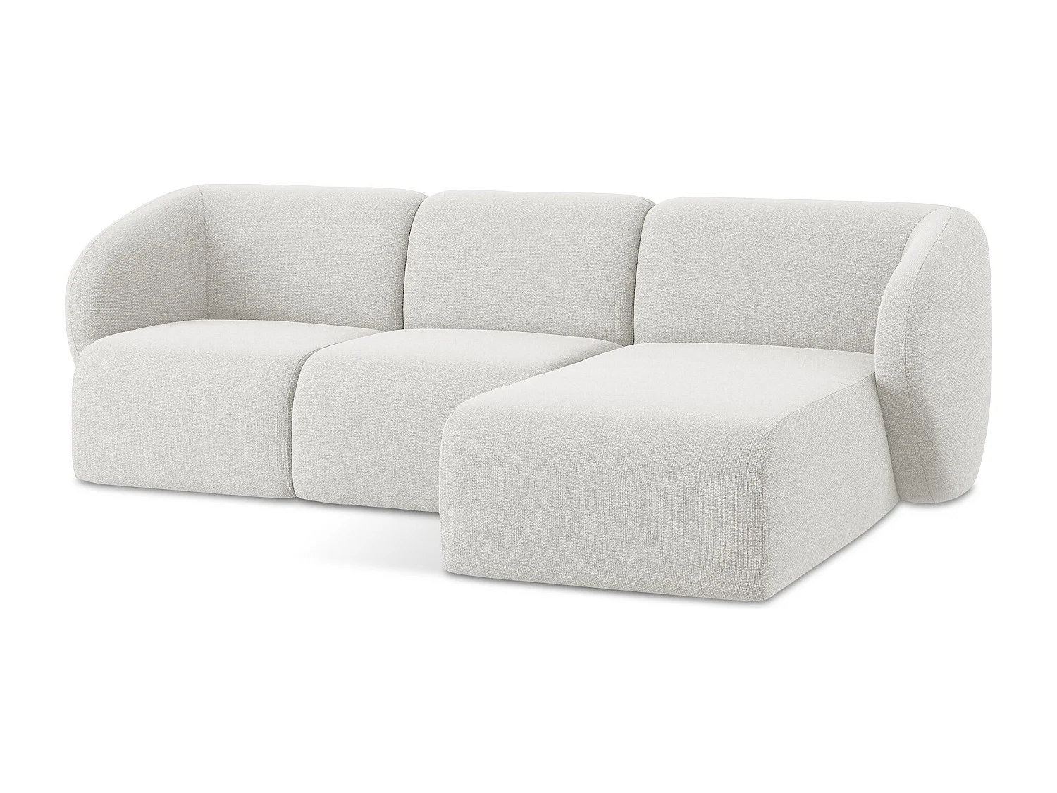 Modulaire hoekbank rechts van wit bouclé - LANI