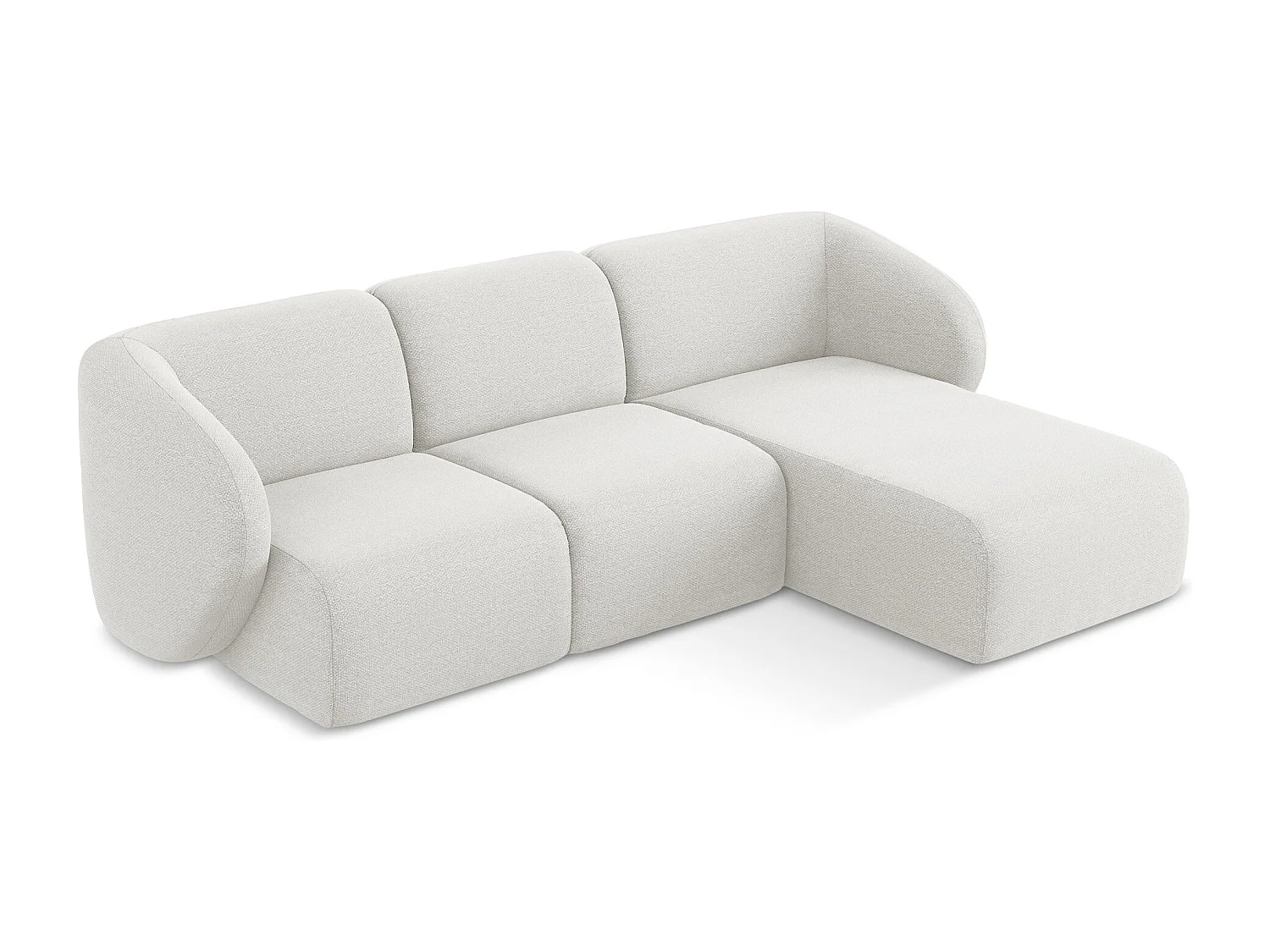 Modulaire hoekbank rechts van wit bouclé - LANI