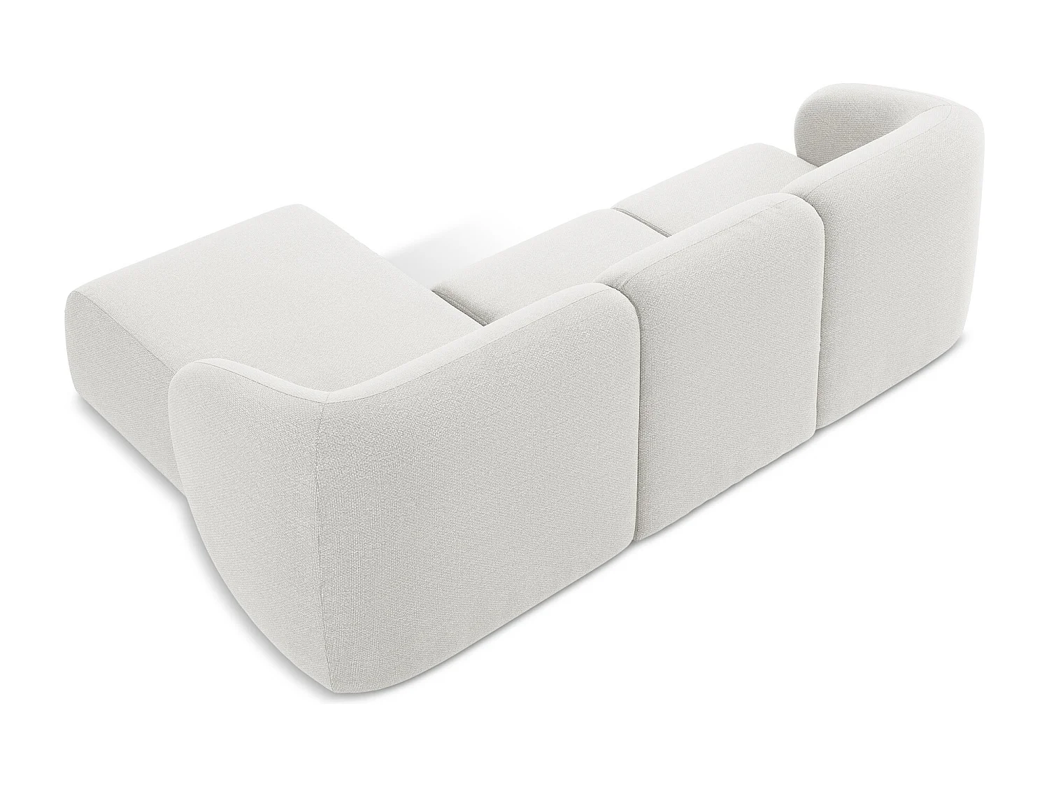 Modulaire hoekbank rechts van wit bouclé - LANI