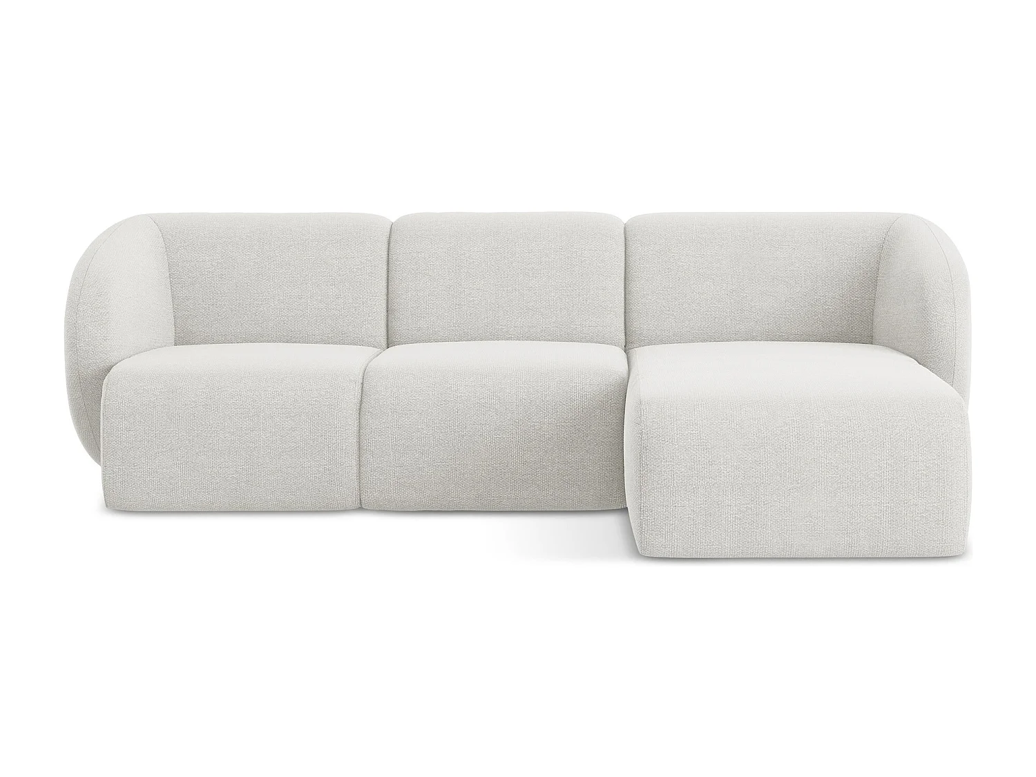 Canapé d'angle 3 places modulaire droit en tissu bouclette - blanc - LANI